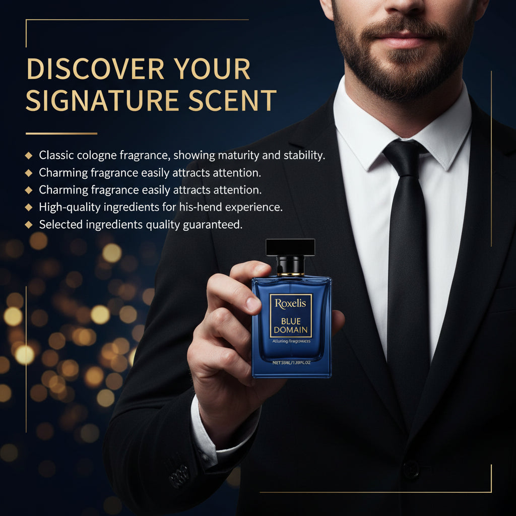 Roxelis 50ml Charmig Cologne Perfume Spray Men's Blue Domain Fragrance Lasting Scent Pheromone Flirting Romantic Dating Perfume